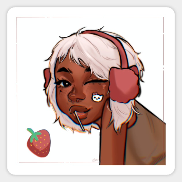 Strawberry Girl Sticker by P0tatoo_Zay